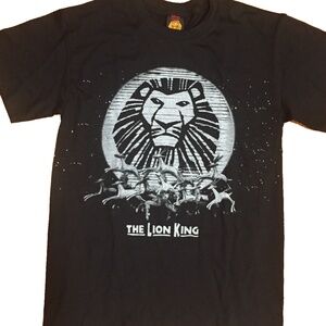 Small THE LION KING BROADWAY Musical Black T-SHIRT Silver Sparkle Disney Unisex